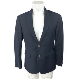 Tommy Hilfiger Men's Navy Blue Wool Two Button Suit Blazer Coat Jacket Size 38